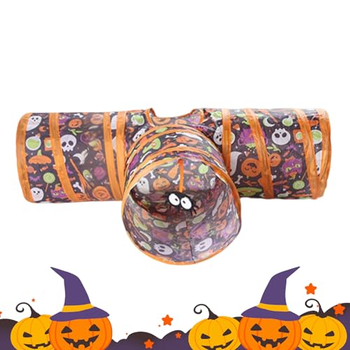 Cat Play Tunnel - Multicolor -Halloween -Kätzchen -Spielzeug -Tunnel -Versteck für interaktive Spaß mit faltbarem Röhrenzelt, gemütliche Höhle für Welpen, Hamster, Kaninchen, Spielfunktion, Inn von Fbinys