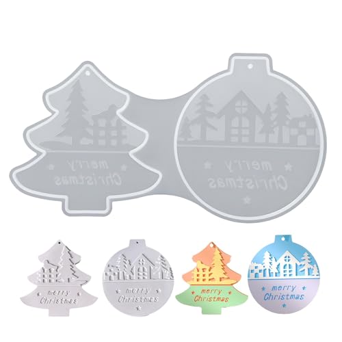 Fbinys Weihnachtsbaum Silikonform | Weihnachtskugel Ornament Form,2-Fach Wiederverwendbare Elastische Silikonform Für Fondant Schokolade Seife Kuchen von Fbinys