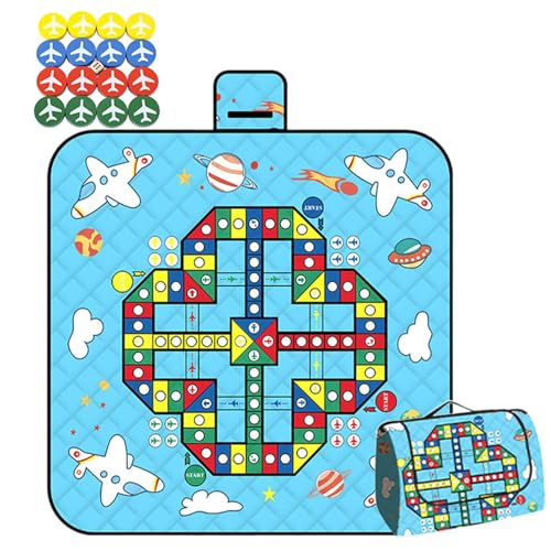 Foldable Picnic Mats, Waterproof Outdoor Blanket, Multifunctional Chess Carpet Mat with Chess Pieces for Family Party, Board Game, Beach, Camping 78.74x59.06 Inch von Fbinys