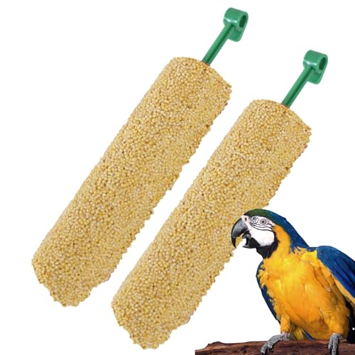 Parakeet Treats Sticks, 2-Piece Bird Snack Sticks, Chewing and Foraging Food Rewards, Ideal for Training Myna, Finch, Conure, Parrot, Parakeets, Cage Enrichment Use, 14x2.5x2.5cm von Fbinys