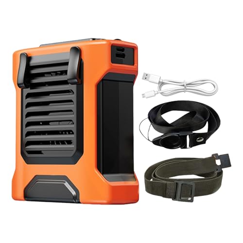 Waist Fan, Portable Travel Blower, 4 Speed Cooling System, Built In Flashlight Power Bank Function, Compact Size, Excellent for Camping Hiking Fishing Beach Outdoor Work von Fbinys