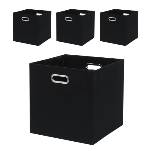 Fboxac Zusammenklappbarer Organisationskorb, Stoff, faltbare Box mit Griffen, 33 x 33 cm, würfelförmige Aufbewahrungskörbe, 4er-Set, dicke und robuste Aufbewahrungskörbe für Regale, Schlafzimmer Fboxac Zusammenklappbarer Organisationskorb, Stoff, faltbare Box mit Griffen, 33 x 33 cm, würfelförmige Aufbewahrungskörbe, 4er-Set, dicke und robuste Aufbewahrungskörbe für Regale, Schlafzimmer von Fboxac