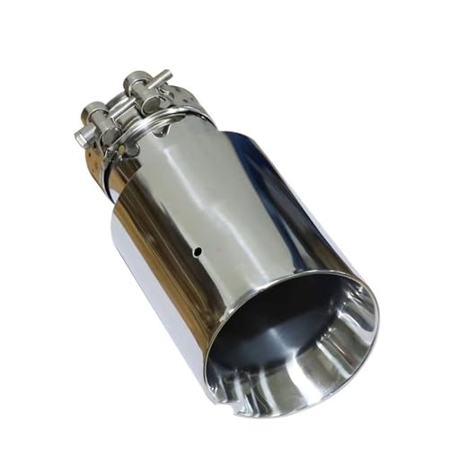Fbxmjoa Auspuff Endrohr Auto Edelstahl Silber Spitze Universal Auspuffrohr Doppelschichtdüse Doppelschicht Dekoration Abgeschrägtes Ende Auto Heck Throat(51mm-101mm) von Fbxmjoa