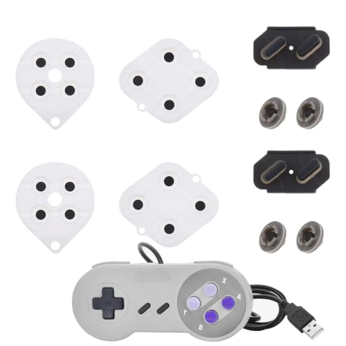 Fc'Noqgn 2 Sätze Tastenkontakt Ersatzpad Leitfähige Tastenpads aus Silikon Controller Reparaturteil Kompatibel mit Super SNES Controller von Fc'Noqgn