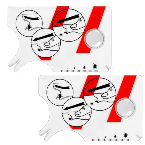 Fc'Noqgn 2er-Pack Zeckenkarten, Zeckenkarte für Menschen, mit Lupe, schnell und sanft Zecken von Haustieren oder Menschen entfernen von Fc'Noqgn