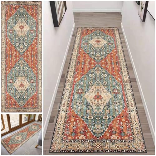 Teppich Läufer Flur Küche 60 x 80 cm Lang Teppichläufer Flur Küchenläufer Teppich Waschbar rutschfest Küchenteppich Flur Teppich Läufer Teppich für Flur Eingangsbereich Wohnzimmer Schlafzimmer von Fcenghox