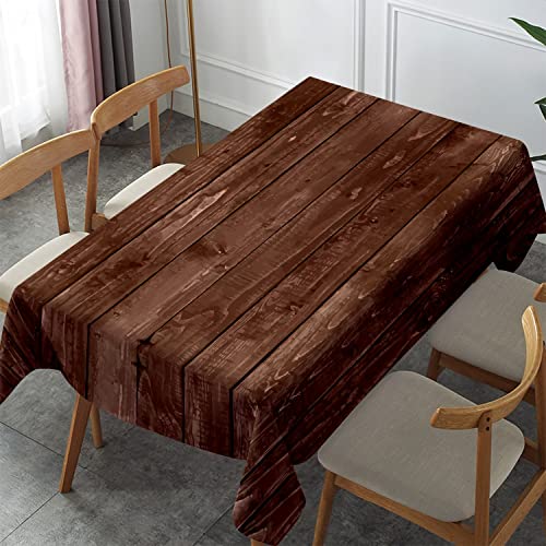 Fchen art Braune Vintage Partytischdecken Retro Holzmaserung Polyester Tischdecke Rustikale Boden Tischdecke Esszimmer Küche Dekor 128cm x 180cm von Fchen art