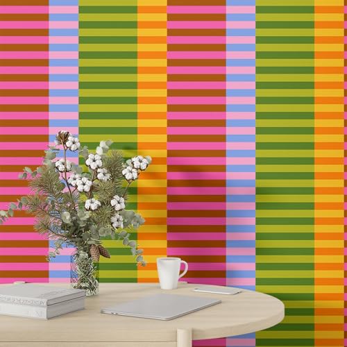 Fchen art Plaid-Tapete, abziehen und aufkleben, bunte Tapete, entfernbares Kontaktpapier, britisches geometrisches Retro-Wandpapier für Schrank, Küche, Schlafzimmer, Badezimmer, 45 x 200 cm von Fchen art