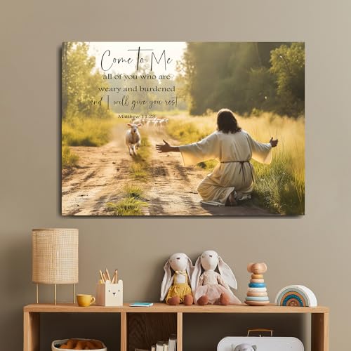 Fchen art Wanddekoration, christliches Jesus, "Come To Me All You Who Are Weary And Burdened And I Will Give You Rest", Bibelzitat, Druckgemälde, inspirierende christliche Geschenke, ermutigende Fchen art Wanddekoration, christliches Jesus, "Come To Me All You Who Are Weary And Burdened And I Will Give You Rest", Bibelzitat, Druckgemälde, inspirierende christliche Geschenke, ermutigende von Fchen art