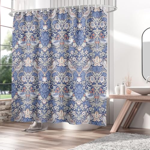 Fchen art William Morris Abstrakte Kunst Hotel Duschvorhang,Blauer Badezimmer Floral Duschvorhang,Badezimmer Dekor Polyester Wasserdichtes Gewebe Duschvorhang Set Mit 12 Haken 180x180cm Fchen art William Morris Abstrakte Kunst Hotel Duschvorhang,Blauer Badezimmer Floral Duschvorhang,Badezimmer Dekor Polyester Wasserdichtes Gewebe Duschvorhang Set Mit 12 Haken 180x180cm von Fchen art
