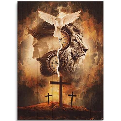 Christliches Jesus-Kreuz, Leinwandbild, Bauernhausgemälde, Tiger und Jesus-Lamm, Taube, rustikal, religiöse Drucke, gerahmtes Kunstwerk, Heimdekoration für Schlafzimmer, Wohnzimmer, 30 x 40 cm Christliches Jesus-Kreuz, Leinwandbild, Bauernhausgemälde, Tiger und Jesus-Lamm, Taube, rustikal, religiöse Drucke, gerahmtes Kunstwerk, Heimdekoration für Schlafzimmer, Wohnzimmer, 30 x 40 cm von Fchen art