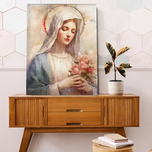 Marian-Poster Maria Mutter Gottes, heilige Mutter, christliche Geschenke, religiöse Wandkunst, Maria Mutter Jesu, unsere Dame von Guadalupe, modernes Bild, Zuhause, Schlafzimmer, Wohnzimmer, Foyer, von Fchen art