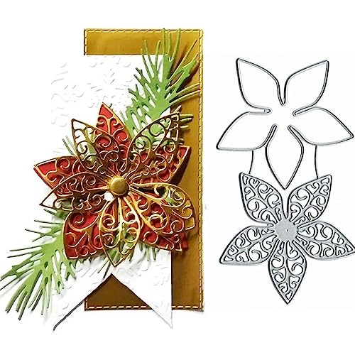 2 Stück hohle Blumen-Metall-Stanzformen, Weihnachtsspitzen, Blumen, Blätter, Stanzschablonen für DIY-Einladungen, Karten, Scrapbooking, Alben, dekorative Prägepapier-Stanzformen, Kartenherstellung von Fclily@JJ