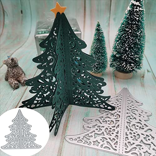 3D-Weihnachtsbaum-Metall-Stanzformen, Merry Christmas Tree Stanzformen Schablonen für DIY Scrapbooking Album dekorative Prägepapier Stanzformen für Scrapbooking Kartenherstellung von Fclily@JJ