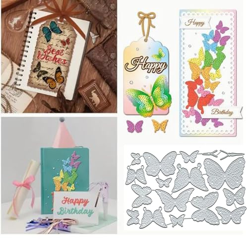 Fclily@JJ, Lots Dot Butterfly Metall-Stanzformen, Frühlingsblumen-Schmetterlings-Stanzformen, Schnittschablonen für DIY-Einladungskarten, Scrapbooking, Alben, dekorative Prägepapier-Stanzformen, Karte von Fclily@JJ