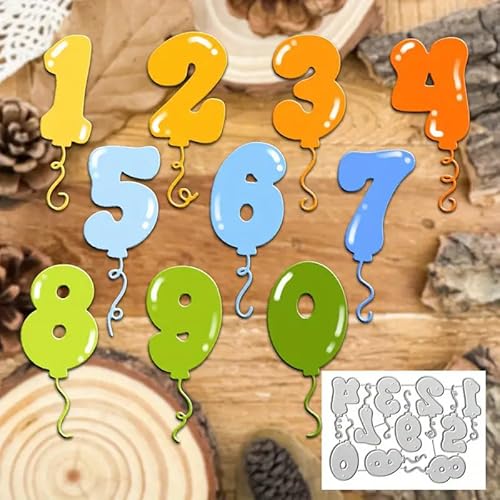 Lovley Metall-Stanzschablonen für Geburtstag, Zahlen, Luftballons, Buchstaben, Blume, Zweig, Blatt, Stanzschablonen für DIY, Scrapbooking, Album, dekorative Prägepapier-Stanzformen, Kartenherstellung von Fclily@JJ