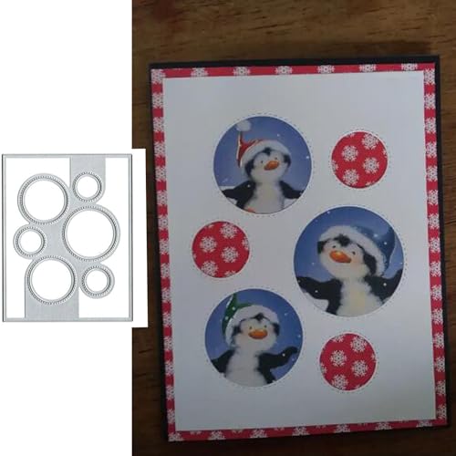 Stanzschablonen mit weihnachtlichem Punktrahmen aus Metall, Motiv: Merry Christmas Dot Frame Edge Stanzformen für DIY Einladungskarten Scrapbooking Album dekorative Prägepapier-Stanzformen von Fclily@JJ