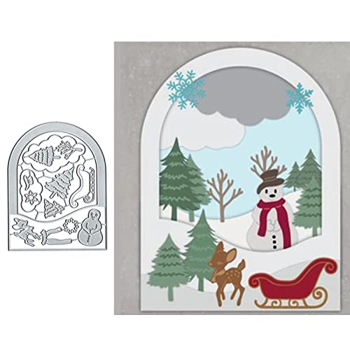 Vintage Schneemann Weihnachtsbaum Schlitten Metall Stanzformen Frohe Weihnachten Schneemann Stanzschablonen für DIY Prägung Foto Dekorative Papierformen Scrapbooking Kartenherstellung von Fclily@JJ