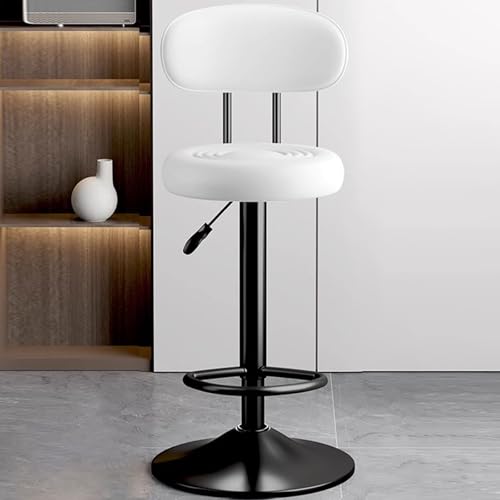 Fcmeavo 360° Drehbarer Barhocker Moderne Küchenhocker mit Rückenlehne Höhenverstellbar Tresenstuhl mit Fußstütze 31cm Sitzhöhe Barstuhl aus Schwarz Metall und Nappaleder Gepolsterte Barstühle für Büro Fcmeavo 360° Drehbarer Barhocker Moderne Küchenhocker mit Rückenlehne Höhenverstellbar Tresenstuhl mit Fußstütze 31cm Sitzhöhe Barstuhl aus Schwarz Metall und Nappaleder Gepolsterte Barstühle für Büro von Fcmeavo