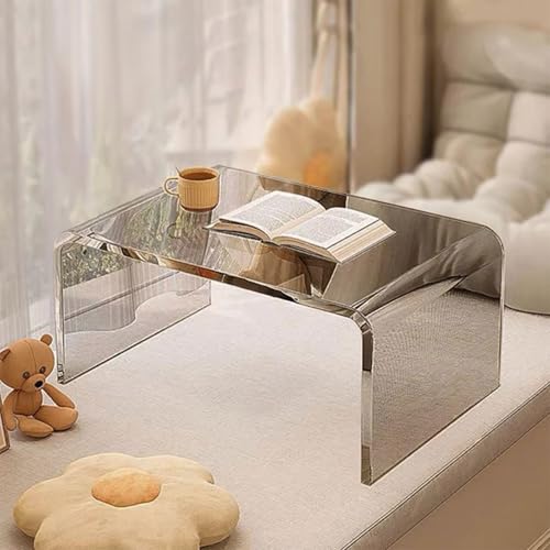 Fcmeavo Acryl Couchtisch U-Form Runde Ecken Beistelltisch Nachttisch Tritthocker Dicke 10mm/12mm Moderne Kaffeetisch Pflegeleicht Leicht Teetisch für Büro Zuhause(Grau,40x30x20cm(Dicke 10mm)) von Fcmeavo