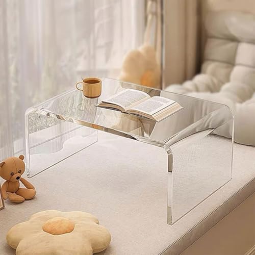 Fcmeavo Acryl Couchtisch U-Form Runde Ecken Beistelltisch Nachttisch Tritthocker Dicke 10mm/12mm Moderne Kaffeetisch Pflegeleicht Leicht Teetisch für Büro Zuhause(Transparent,60x30x30cm(Dicke 15mm)) von Fcmeavo