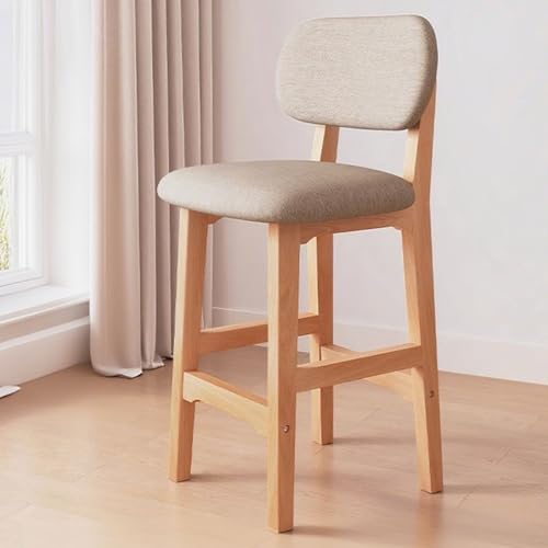 Fcmeavo Barhocker Tresenhocker aus Massivholz Gestell & Leinen Gepolsterter Sitzfläche Moderne Bequem Barstuhl mit Fußstütze und Rückenlehne Stabiler Hochhocker Bistrohocker(Khaki,Hoch Sitzen 63cm) Fcmeavo Barhocker Tresenhocker aus Massivholz Gestell & Leinen Gepolsterter Sitzfläche Moderne Bequem Barstuhl mit Fußstütze und Rückenlehne Stabiler Hochhocker Bistrohocker(Khaki,Hoch Sitzen 63cm) von Fcmeavo
