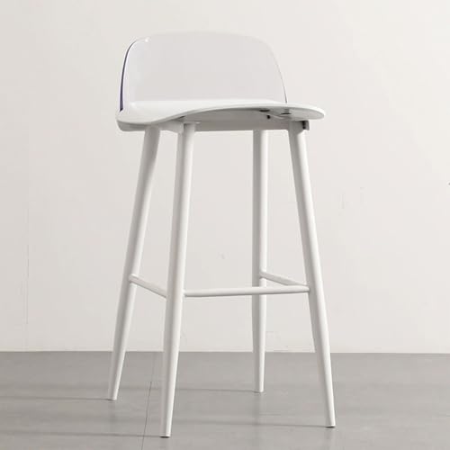 Fcmeavo Barhocker mit Acryl Lehne Moderner Barstuhl Hochhocker Metallgestell und PP Material Sitzfläche Tresenhocker mit Rutschfestem & Stumm Fußring für Wohnzimmer Esszimmer(Weiß,Hoch Sitzen 60cm) von Fcmeavo