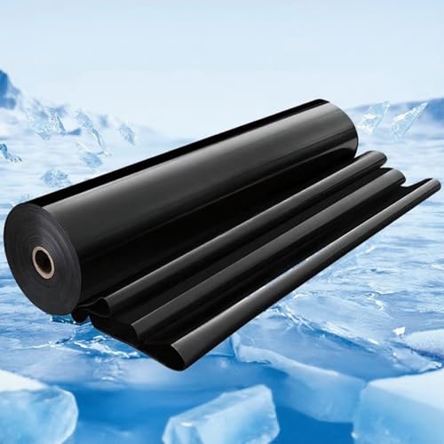 Fcmeavo HDPE Teichfolien 0.1mm Dicke Pond Liner Schwarze Teichfolie Schwerlast Dichtungsfolie Teichmembran Geotextil Wasserdicht Teichplane für Brunnen Wasserfall Fischteich Robust Folie von Fcmeavo