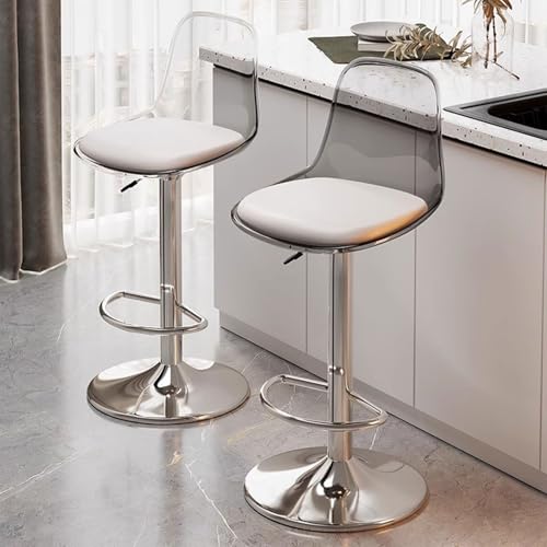 Fcmeavo Höhenverstellbar Barhocker mit Acryl Lehne 360° Drehbar Barstuhl PU Haut Abfedern Barstühle mit Fußstütze Metall Chassis Moderne Tresenhocker für Bar Büro Küche Esszimmer Wohnzimmer Hochhocker Fcmeavo Höhenverstellbar Barhocker mit Acryl Lehne 360° Drehbar Barstuhl PU Haut Abfedern Barstühle mit Fußstütze Metall Chassis Moderne Tresenhocker für Bar Büro Küche Esszimmer Wohnzimmer Hochhocker von Fcmeavo