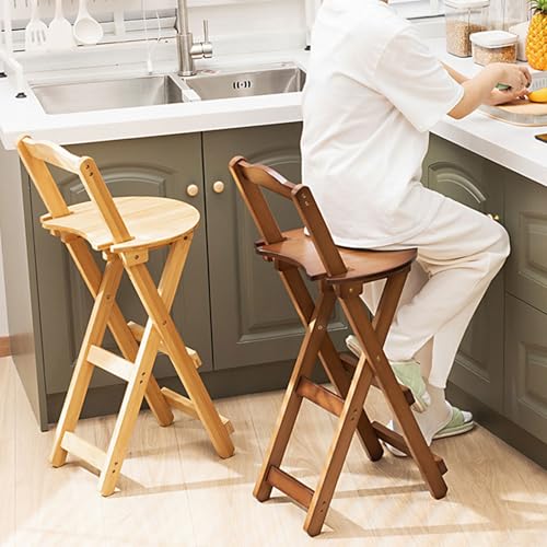 Fcmeavo Minimalismus Barhocker Klappbarer Bar Stools Tragbarer Barstuhl aus Bambus Moderne Tresenhocker Bistrohocker Küchenhocker mit Lehne & Fußstütze Sitzhöhe 45/63/75cm(Primärfarbe,Groß) von Fcmeavo