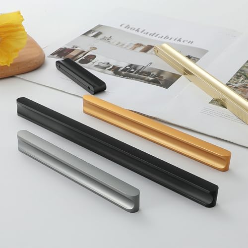 Fcmeavo Moderner Bogen Möbelgriffe Door Handles Profilgriff aus Aluminiumlegierung Versteckte Küchengriffe Türgriff Schrankgriffe Schubladengriff mit Schrauben Schlafzimmer Kleiderschrankgriff 5 Stück von Fcmeavo