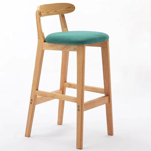 Fcmeavo Moderner Massivholz Barhocker Bar Stools mit Lehne und Fußstütze Optional Sitzfläche Küchenstühle Barstuhl mit Geräuschmatte Tresenhocker für Café Bar Restaurant(A-Leinen in Mintgrün,72cm) von Fcmeavo