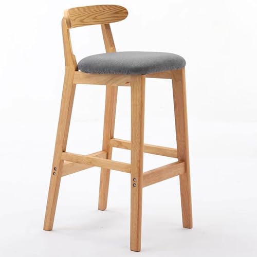Fcmeavo Moderner Massivholz Barhocker Bar Stools mit Lehne und Fußstütze Optional Sitzfläche Küchenstühle Barstuhl mit Geräuschmatte Tresenhocker für Café Bar Restaurant(A-Leinen in Dunkelgrau,72cm) von Fcmeavo
