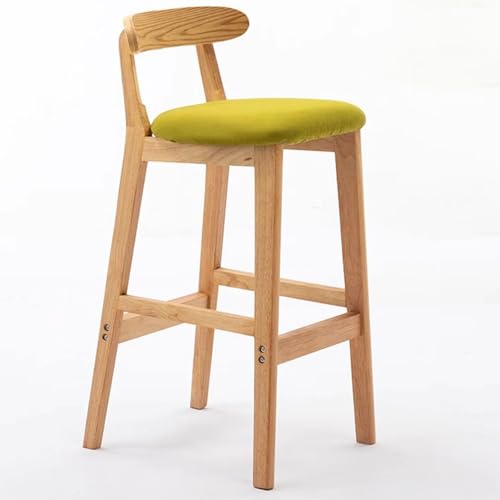 Fcmeavo Moderner Massivholz Barhocker Bar Stools mit Lehne und Fußstütze Optional Sitzfläche Küchenstühle Barstuhl mit Geräuschmatte Tresenhocker für Café Bar Restaurant(A-Leinen in Grün,72cm) von Fcmeavo