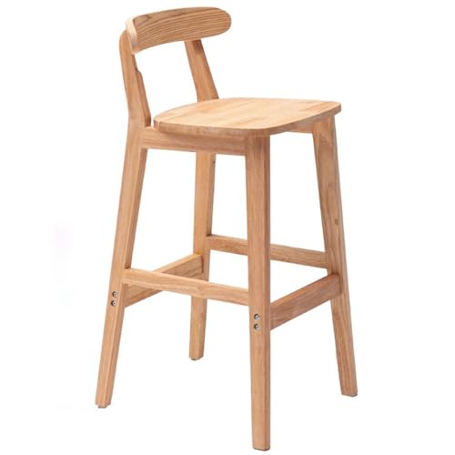 Fcmeavo Moderner Massivholz Barhocker Bar Stools mit Lehne und Fußstütze Optional Sitzfläche Küchenstühle Barstuhl mit Geräuschmatte Tresenhocker für Café Bar Restaurant(A-Massivholz,72cm) von Fcmeavo