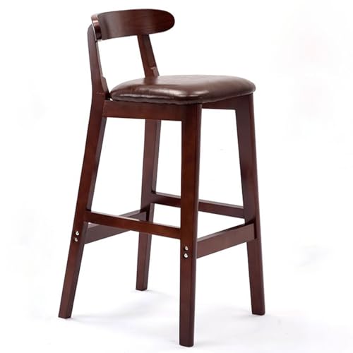 Fcmeavo Moderner Massivholz Barhocker Bar Stools mit Lehne und Fußstütze Optional Sitzfläche Küchenstühle Barstuhl mit Geräuschmatte Tresenhocker für Café Bar Restaurant(B-Braunes Leder,72cm) von Fcmeavo