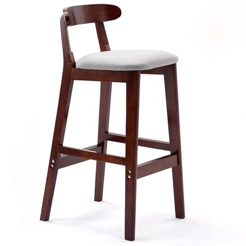 Fcmeavo Moderner Massivholz Barhocker Bar Stools mit Lehne und Fußstütze Optional Sitzfläche Küchenstühle Barstuhl mit Geräuschmatte Tresenhocker für Café Bar Restaurant(B-Leinen in Hellgrau,72cm) von Fcmeavo