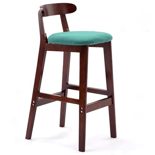 Fcmeavo Moderner Massivholz Barhocker Bar Stools mit Lehne und Fußstütze Optional Sitzfläche Küchenstühle Barstuhl mit Geräuschmatte Tresenhocker für Café Bar Restaurant(B-Leinen in Mintgrün,82cm) von Fcmeavo
