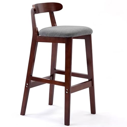 Fcmeavo Moderner Massivholz Barhocker Bar Stools mit Lehne und Fußstütze Optional Sitzfläche Küchenstühle Barstuhl mit Geräuschmatte Tresenhocker für Café Bar Restaurant(B-Leinen in Dunkelgrau,72cm) von Fcmeavo