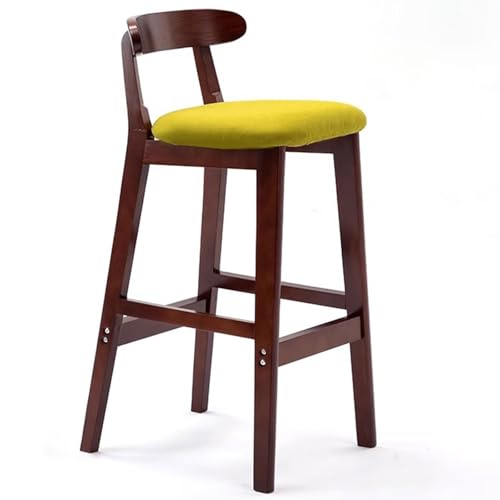 Fcmeavo Moderner Massivholz Barhocker Bar Stools mit Lehne und Fußstütze Optional Sitzfläche Küchenstühle Barstuhl mit Geräuschmatte Tresenhocker für Café Bar Restaurant(B-Leinen in Grün,82cm) von Fcmeavo