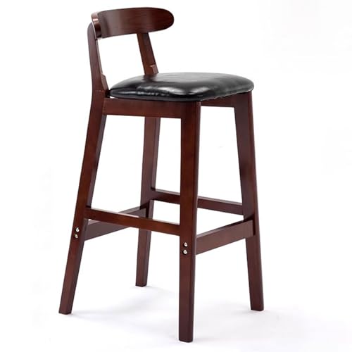 Fcmeavo Moderner Massivholz Barhocker Bar Stools mit Lehne und Fußstütze Optional Sitzfläche Küchenstühle Barstuhl mit Geräuschmatte Tresenhocker für Café Bar Restaurant(B-Schwarzes Leder,82cm) von Fcmeavo