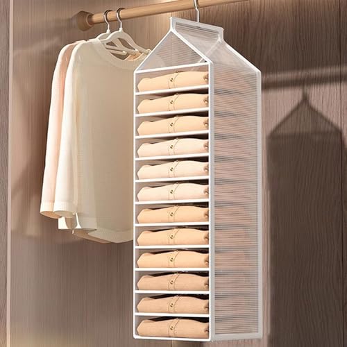 Fcmeavo PVC Hängeregal Kleiderschrank Wasserdicht Hängeorganizer Mehrschichtiges Gewebe Hängeaufbewahrung Faltbar mit Metallhaken Tasche für Kleidung Hosen Atmungsaktive Aufbewahrung Schrank Organizer von Fcmeavo