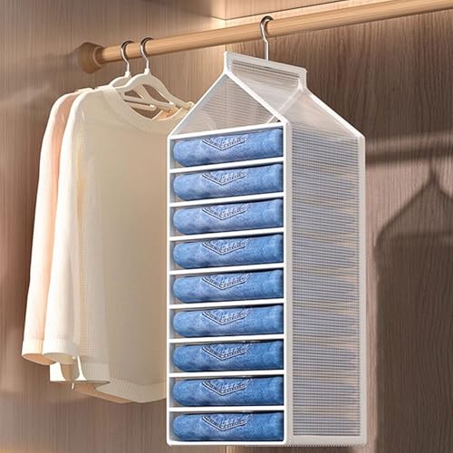 Fcmeavo PVC Hängeregal Kleiderschrank Wasserdicht Hängeorganizer Mehrschichtiges Gewebe Hängeaufbewahrung Faltbar mit Metallhaken Tasche für Kleidung Hosen Atmungsaktive Aufbewahrung Schrank Organizer von Fcmeavo