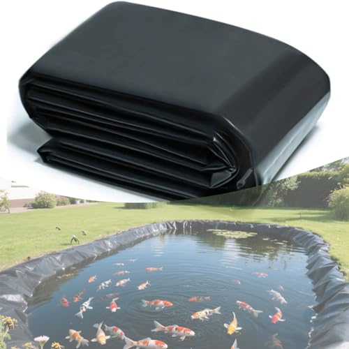 Fcmeavo Schwarz Faltbare Teichfolie Pond Liner 0.2mm Stärke PE Dichtungsfolie Flexible Teichfolien Undurchlässige und Wasserdicht UV-Beständig Fischteichfolie Teichmembran Gartenteichfolie Schutzfolie von Fcmeavo