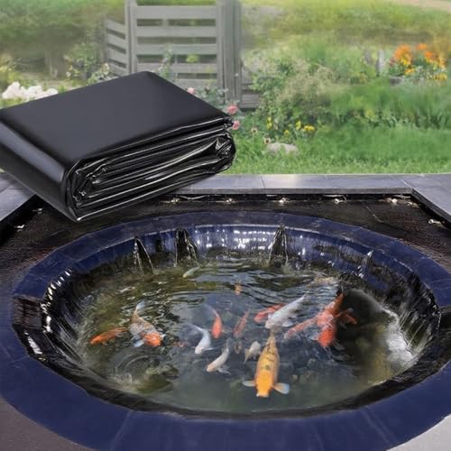 Fcmeavo Teichfolie Faltbare Pond Liner HDPE Schwarz Teichfolien Schwerlast Dichtungsfolie Teichmembran UV und Witterungsbeständig Teichplane für Gartenteich Wasserfall Fischteiche Brunnen(6x2m(WxL)) von Fcmeavo