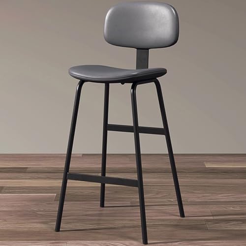 Fcmeavo Vintage Bistrohocker Barhocker Bar Stools Hochhocker mit Lehne Industrieller Barstuhl aus Kunstleder & Metallbeinen Stabiler Tresenhocker Gepolsterte mit Fußstütze(Grau,Hoch 75cm/29.5in) von Fcmeavo