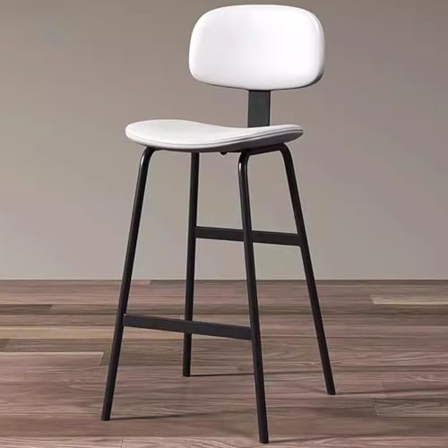Fcmeavo Vintage Bistrohocker Barhocker Bar Stools Hochhocker mit Lehne Industrieller Barstuhl aus Kunstleder & Metallbeinen Stabiler Tresenhocker Gepolsterte mit Fußstütze(Weiß,Hoch 60cm/23.6in) von Fcmeavo