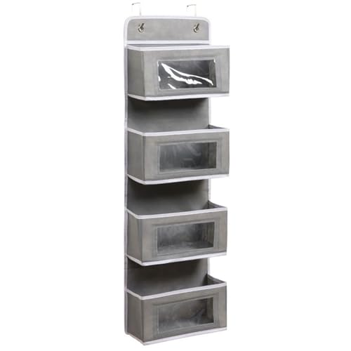 Fcmeavo Vliesstoffe Hängeorganizer Hängeregal Türorganizer mit Hartfaserplatten-Unterstützung Faltbarer Hängeaufbewahrung 4 Türregal Hänge Organizer mit Haken Aufbewahrungstasche für Wand Camping Büro von Fcmeavo
