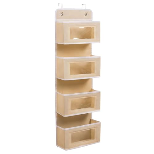 Fcmeavo Vliesstoffe Hängeorganizer Hängeregal Türorganizer mit Hartfaserplatten-Unterstützung Faltbarer Hängeaufbewahrung 4 Türregal Hänge Organizer mit Haken Aufbewahrungstasche für Wand Camping Büro von Fcmeavo