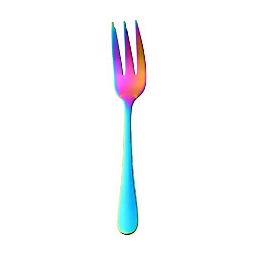 Dessertgabel aus Edelstahl, mehrfarbig, Regenbogenfarben, für Kuchen, Obst, Salat, Vorspeisen, kleine Gabel für Geschirr, Besteck, 1 Stück Dessertgabel aus Edelstahl, mehrfarbig, Regenbogenfarben, für Kuchen, Obst, Salat, Vorspeisen, kleine Gabel für Geschirr, Besteck, 1 Stück von Fcnjsao
